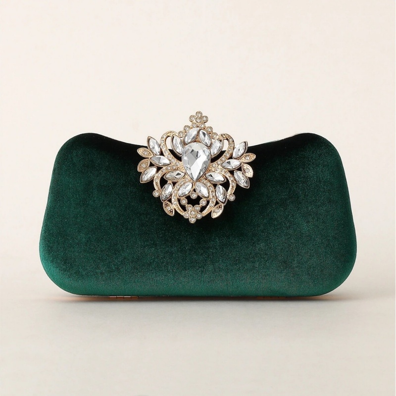 Women Bags Gold - Pochette de soirée rigide en velours