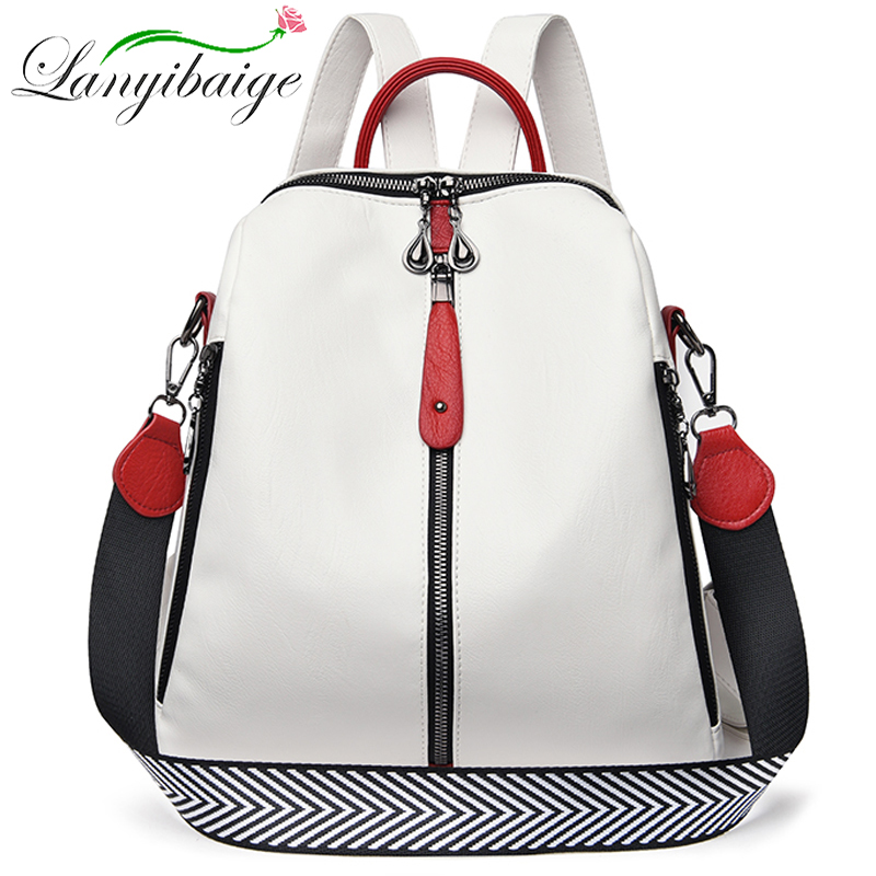 Women Bags White - Sac à dos en cuir souple